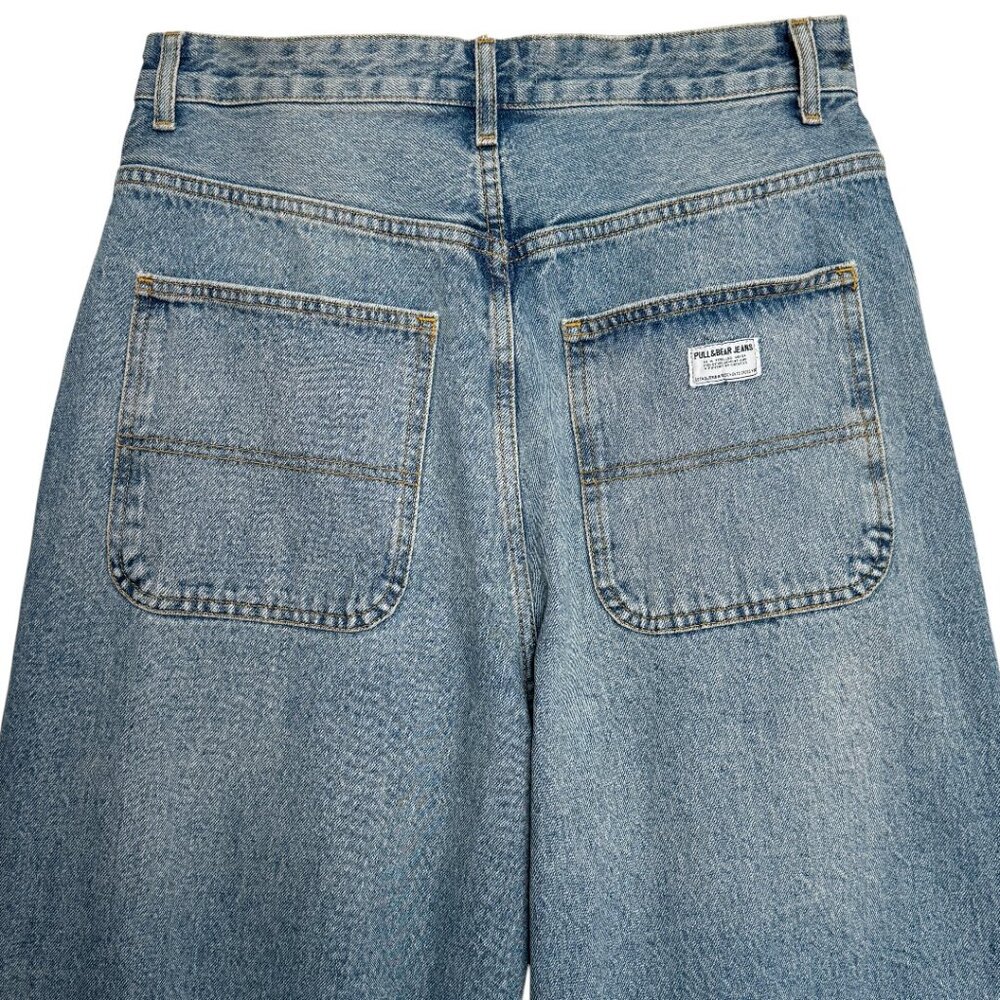PULL&BEAR SKATER FIT MEN'S DENIM JEANS WASHED BLUE URBAN 90’s Y2K DOPE STREET 31 - Picture 5 of 10